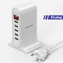 USLION USB充电器 5端口LED显示屏 多USB手机桌面充电器 欧规 美规 英规插头 带数显旅行墙壁充电器适配器