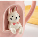 430ml Cute Animals Relief Ceramics Mug With Lid and Spoon Coffee Milk Tea Handle Cup Novelty Gifts