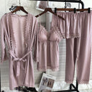 Kimono Robe Gown Women Lace Pajamas Sets Veste Polaire Suit Nightwear Bathrobe Summer Sleepwear Loose Pyjamas Pour Femme