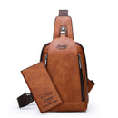 JEEP BULUO Men Crossbody Bag Daily Chest Bag Big Size High Quality Large Capacity Split Leather Shoulder Sling Bag For iPad New