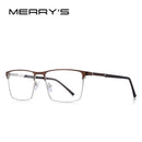 MERRYS DESIGN 男士钛合金眼镜框商务风格男款方形超轻眼部近视处方眼镜 S2057