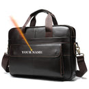 WESTAL Men's Briefcases Messenger Bag Men's Genuine Leather 14'' Laptop Bag Man Leather Office Business Bags for Document 8572