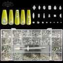 21 Grids Crystals Diamonds Nail Rhinestones Set 3100pcs FlatBack Rhinestones Kit Sparkling Nail Art With 1 Pen For Decorations