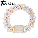TOPGRILLZ 密镶锆石大方扣 20毫米古巴手链 嘻哈闪亮首饰 AAA级CZ古巴手链 7-9英寸