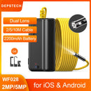 DEPSTECH双镜头2MP 5MP无线内窥镜摄像头蛇形检测变焦摄像头WiFi工业内窥镜，适用于安卓和iOS平板电脑