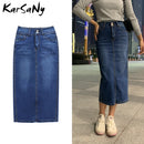 KarSaNy Denim Skirt Long Straight Skirts Womens Summer Blue Vintage Skirt Jeans Women Denim Long Skirts For Women Summer 2021