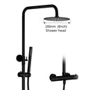 Thermostaic Temperature Bathroom Faucet Brushed Gold Brass Wall-Mount Rain Shower Head Hand Sprayer Two-Function Hot Cold Mixing