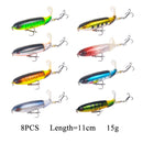 8个装Whopper Plopper 10厘米/14厘米浮水路亚饵人造硬饵摇摆器旋转尾巴渔具3D眼