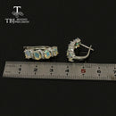 TBJ ,Good quality Ethiopia Opal Clasp silver earring oval cut 4*6mm 4ct   925 sterling silver fine jewelry for women daily wear