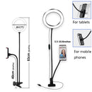 Flexible Monopod Mount Bracket with LED Ring Flash Light Lamp Tabletop Stand Tripods with Mobile Phone Holder for Video Bloggers