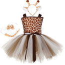 1Set Giraffe Girls Tutu Dress Outfit Zoo Animal Kids Halloween Costume Toddler Baby Girl Fancy Performance Birthday Party Dress