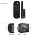RAYKUBE指纹门锁，带蓝牙TT Lock APP密码智能卡，13.56mhz IC，可与网关WiFi Alexa T03配合使用