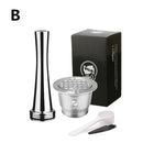 ICafilas  Reusable Coffee Filter for Nespresso  Machine With Tamper Stainless Steel Capsule for Nospresso