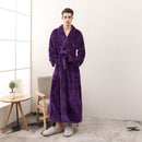 男士加大码 3XL 法兰绒和服浴袍超长加大款睡袍珊瑚绒睡衣情侣款加厚保暖睡衣 MR001