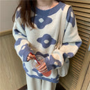 2021 ins新款时尚女士毛衣 冬季女士花朵毛衣 大码女士套头毛衣