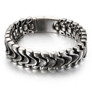 Fongten Vintage Punk Charms Link Chain Bracelet Stainless Steel Skull Snake Viking Dainty Cuff Bangle Men Jewelry