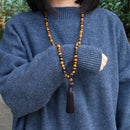 Natural Grade A 8mm Tiger Eye Stone and Black Bright Onyx Beads Necklace108 Bead Mala Jewelry Buddha Prayer Bracelet Women Men