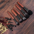RANCAI 12件套高品质化妆刷套装粉底散粉腮红眼影海绵刷柔软羊毛纤维毛化妆工具