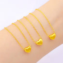 HOYON Necklace for Women Wedding Jewelry 18k Pure Gold Color 45cm 18'' Fashion Matte Love Heart Pendant Clavicle Chain Chocker