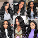 EASIHAIR Long Black Synthetic Wigs for Women Middle Part Wigs Natural Hair Wavy Wig Cosplay Heat Resistant Black Hair Wig