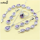 XUTAAYI Top Quality  Silver Jewelry Sets Blue Created Sapphired Flawless Necklace/Rings/Earrings/Bracelet For women