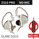 KZ ZS10 Pro 金色耳机 4BA+1DD 圈铁混合 10 单元 HIFI 重低音入耳式监听耳机 降噪金属耳机