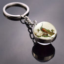 Animals Keychain Cat Dog Bear Peacock Rabbit Squirrel Phoenix Double Side Glass Ball Pendant Keyring