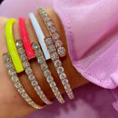 2020 summer new colorful jewelry open adjusted geometric cz Neon enamel geometric bar bangle for women