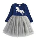 VIKITA Kids Heart Dresses Children Autumn Long Sleeve Vestidos Kids Casual Dress Toddler Mesh Tulle Dresses Children Clothing