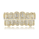 TOPGRILLZ 2021 New Baguette Set Teeth Grillz Full Iced Micro Pave Cubic Zirconia 14K White Gold Hip Hop Jewelry For Men Women