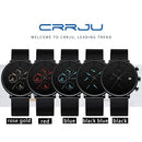 CRRJU Mens Watches Luxury Sport Wrist Watch Unique Design Stainless Steel Auto Date Mesh Strap Men Fashion Casual Quartz Watches