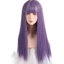 VICWIG Cosplay Wig With Bangs Synthetic Straight Hair 24 Inch Long Heat-Resistant Pink Wig For Women
