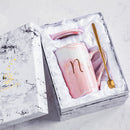 Luxury Flamingo Ceramic Marble Coffee Mugs Milk and Tea Porcelain Cup Packed With Gift Box for Lover Wedding Couples