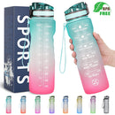 ZOMAKE 32oz Motivational Water Bottle with Time Marker,Leakproof  Sports Water Bottle BPA Free,Fruit Water Bottle Sports 1 Liter
