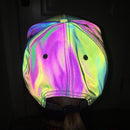 Colorful Reflective Light Baseball Cap Adjustable Hip Hop Hats Snapback Women/Men Rainbow Night Reflective Club Hat Streetwear