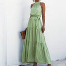 Summer Long Dress Women 2022 Polka Dot Casual Midi Dresses Black Halter Strapless Sundress Vacation Dress Clothes For Women
