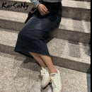 KarSaNy Denim Skirt Long Straight Skirts Womens Summer Blue Vintage Skirt Jeans Women Denim Long Skirts For Women Summer 2021