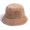 FOXMOTHER New Outdoor Warm Lamb Faux Fur Bucket Hat Black Solid Fluffy Fishing Cap Panama Bob Fisherman Gorros Women Winter 2021