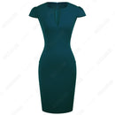 Summer Charming Sexy Celebrity Style Fashion Pockets Knee-length Bodycon Slim Business Sheath Party Dress E521