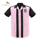 SISHION L-2XL  Men Shirt ST110 Short Sleeve Black Red Rockabilly Cotton Casual Bowling Shirts for Men camisa masculina