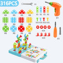 Kids Drill Screw Nut Puzzles Toys Pretend Play Tool Drill Disassembly Assembly Children Drill 3D Puzzle Toys For Boy