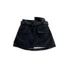 Girl Spring Autumn Pu Leather Skirt with Belt Baby Kids Children Fashion Clothes Two Colors