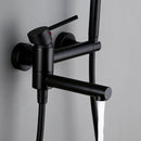 Bagnolux Brass Black Wall-Mounted Hot and Cold Mixed Type Bathtub Spout Hand Spray Shower Seat Bathroom Faucet