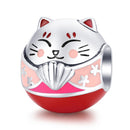 WOSTU Cute Cat Charms 925 Sterling Silver Animal Pussy Zirconia Beads Fit Original Bracelet Pendant DIY Necklace Jewelry