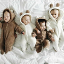 PatPat New Winter Warm Cotton Casual Newborn Cute Bear Design winter Hooded Jumpsuit Bag Foot Romper For Baby Boy Baby Girl