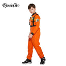 Reneecho 儿童太空宇航员服装 男孩橙色宇航员角色扮演银色宇航员服装 万圣节