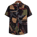 Summer Fashion Casual Men Baggy Beach Hawaiian Print Short Sleeve Button Retro Shirts Tops Blouse Men Shirt 2021 Summer New