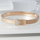 Brand Women Girls Crystal Cuff Charm Bangles Trendy Stainless Steel Belt Design Fashion Wedding Party Bangles Jewelry Gift