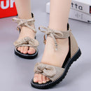 New 2022 Summer Girls Sandals Fashion Bowknot Zipper Princess Girls Shoes Children Kids Baby Party Flat Sandals Shoes A857