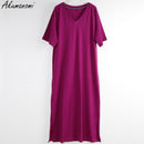 Oversized V Neck Plus Size Women Maxi Dress 4xl 5xl 6xl 7xl 8xl 9xl 10xl Summer Casual Loose Long Korean Harajuku Boho Dresses